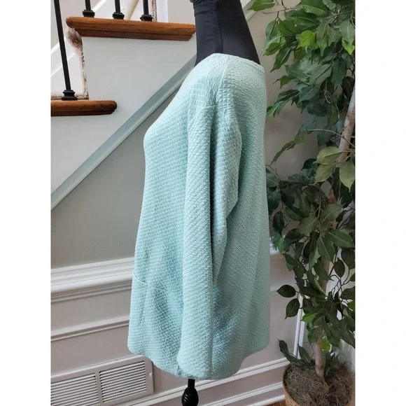 Pure Jill Women's Blue Cotton Round Neck Long Sleeve Casual Blouse Size Medium - Picture 6 of 11